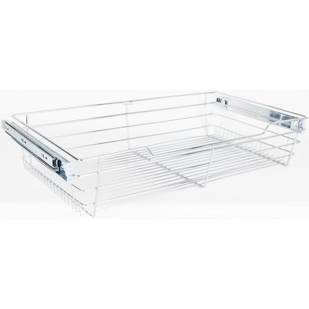 HARDWARE RESOURCES Chrome Closet Pullout Basket with Slides 14"Dx23"Wx6"H POB1-14236CH